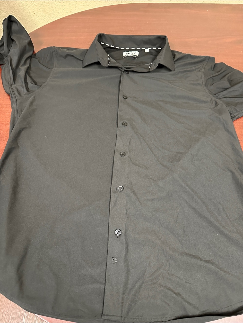 DKNY Men's Black Button-Front Dress Shirt
